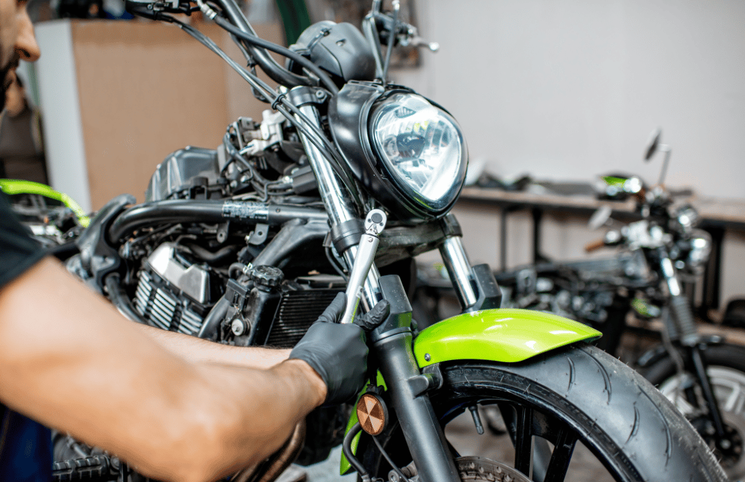motorcycle getting repaired for automotive supply chain